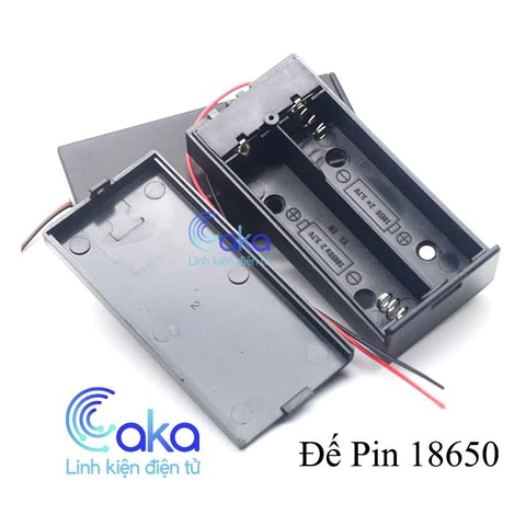 Hộp đế pin 18650 2 Pin có nắp công tắc