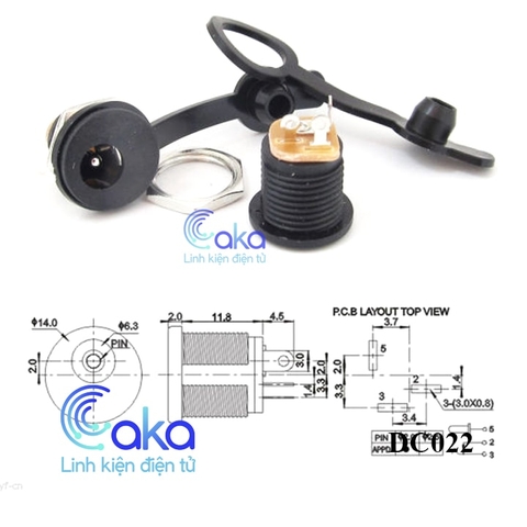 Jack nguồn DC-022 Cái có ren ốc cao su chống nước