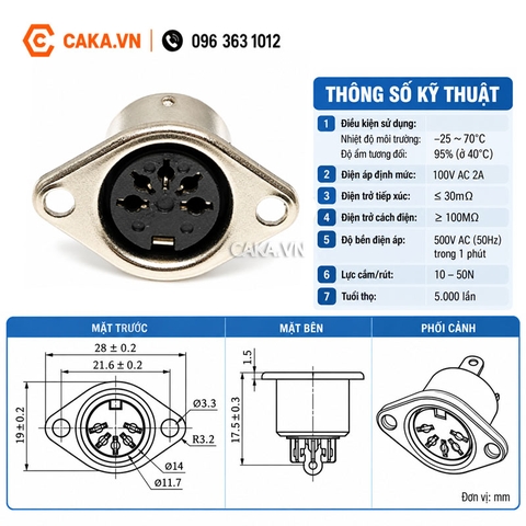 Jack DIN 5 Chân Cái - Loại Lắp Ráp