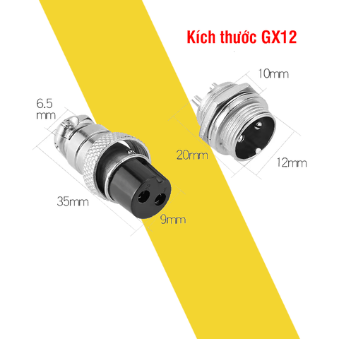Bộ đầu jack nối tròn GX12 2P 3P 4P 5P 6P Đực Cái 12mm