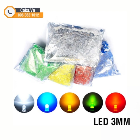 LED 3mm F3 Có Viền Nhiều Màu – Trắng Đỏ Xanh Dương Lục Vàng