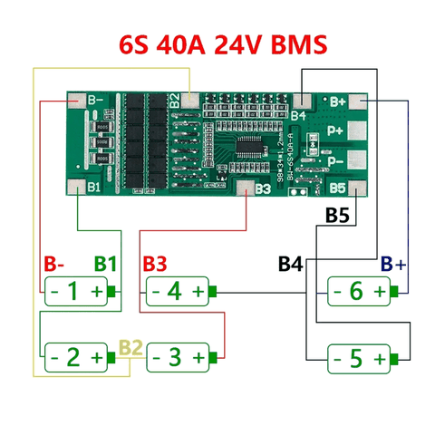 Mạch 6S 24V 40A sạc cân bằng và bảo vệ cell Li-ion 3.7V 6 cell nối tiếp