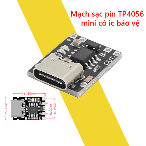 Mạch Sạc Lithium Li-ion 18650 TP4056 mini Có Bảo Vệ Pin Cổng TYPE-C