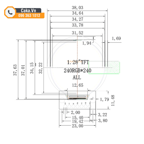 Màn Hình TFT 1.28 Inch TFT LCD RGB 240x240 GC9A01 240x240 PCB Cho Arduino