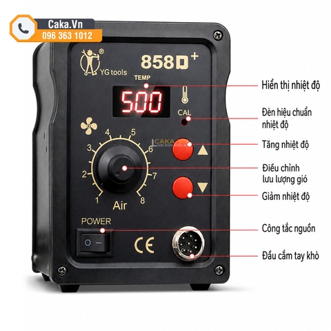 Máy khò nhiệt 858D+ 220V 700W Hiển Thị Số Công Suất Lớn
