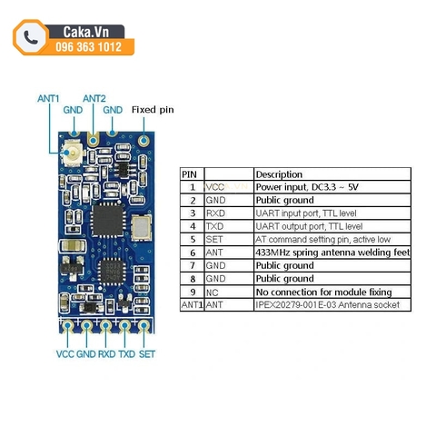 Module thu phát không dây HC-12 SI4463 433MHz TTL UART