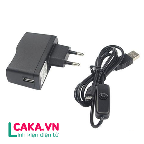 Nguồn raspberry 5V 2.5A USB Micro Công Tắc