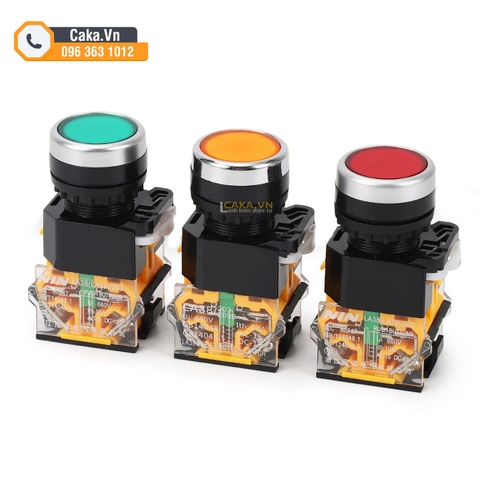 Nút Nhấn Nhả Tròn LA38-11BN Đầu Phẳng 22mm