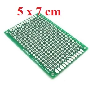 Mạch PCB đục lỗ 5x7cm loại tốt màu xanh 2 mặt