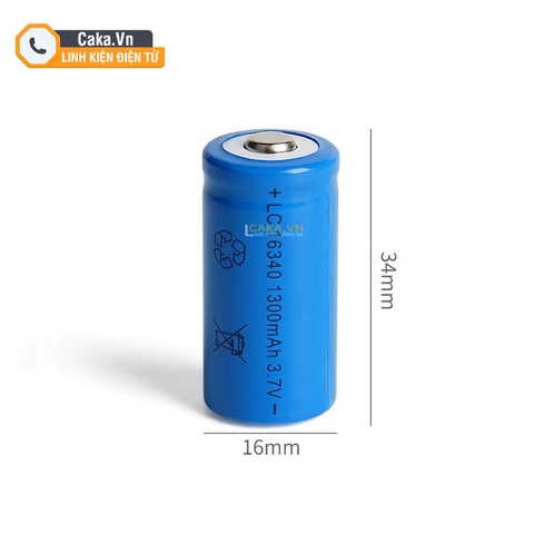 Pin Li-ion 16340 3.7V 1300mAh CR123A Sạc Lại Cho Đèn Pin, Camera Giám Sát, Laser Pointer