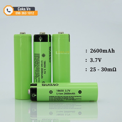 Pin 18650 Li-ion 2600mAh 5C đầu nhọn cho đèn pin quạt mini