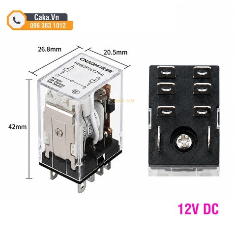 Relay trung gian LY2NJ 8 chân DC 12V 10A có đèn - HH62P