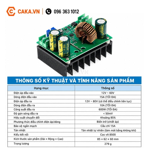 Mạch Tăng Áp DC-DC 600W 10-60V Lên 12-80V Chỉnh Dòng