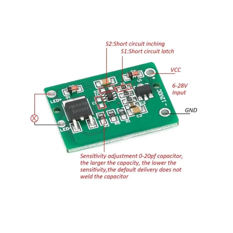 Mạch Cảm Biến Chạm Điện Dung TTP223 12VDC