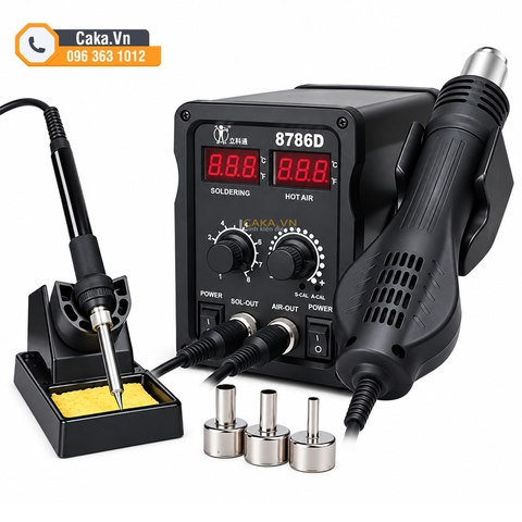 Trạm Khò Hàn 8786D 2 Trong 1 - Máy Khò Nhiệt & Mỏ Hàn Điện Tử 750W