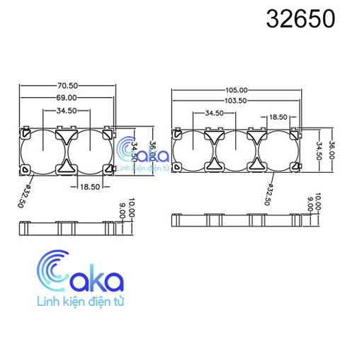 Khung ghép đế pin 32650 (1x3)