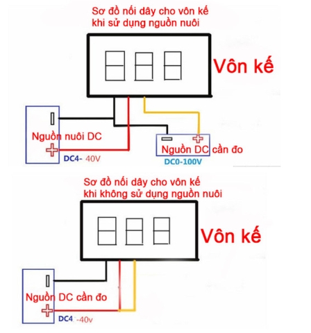 Vôn kế điện tử DC 0.28 inch 0-100V 3 dây đo điện áp
