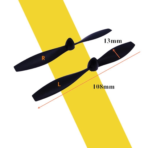 Bộ 2 cánh quạt máy bay thuận nghịch 108mm trục 2mm