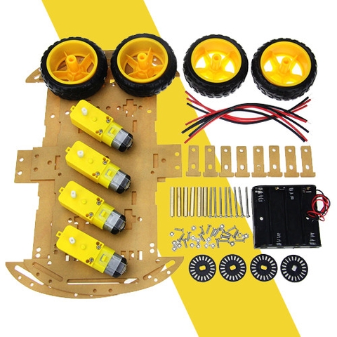 Bộ Khung Xe Robot 2 Tầng 4 Bánh 4WD Mica Trong Suốt