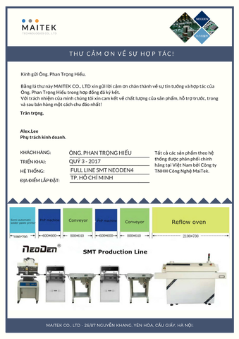 Thư cảm ơn ông Phan Trọng Hiếu