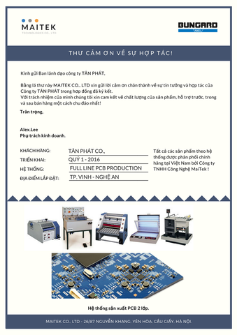 Thư cảm ơn công ty Tân Phát