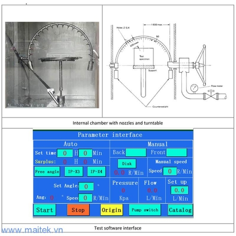 Tủ thử nghiệm phun nước tiêu chuẩn IPX3 &X4