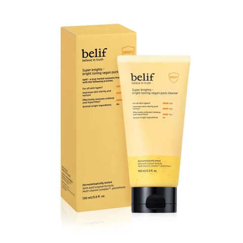 Sữa rửa mặt thuần chay Belif Super Knights Bright Toning Vegan Pack Cleanser 150ml