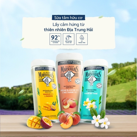 Sữa tắm 92% hữu cơ LE PETIT MARSEILLAIS 650ml