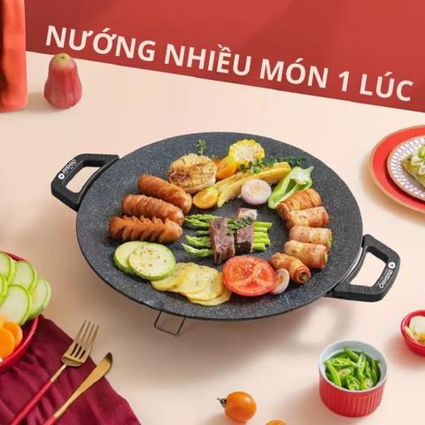 Bàn Nướng Đá Tròn 36cm Mishio MK347 Kiểu Dáng Hàn Quốc