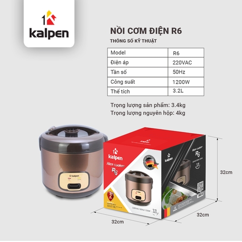 Nồi Cơm Điện Cao Cấp Kalpen R6 - 3.2L