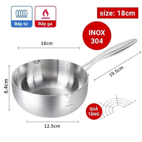 Chảo Inox 5 Lớp Liền Khối Miệng Rót Kalpen Lager Không Chống Dính