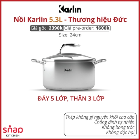 Snapbee - Bộ Nồi Chảo Karlin ( Mua Combo 3 Món Nồi, Chảo, Quánh Tặng Xửng Hấp)