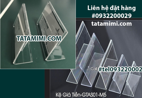 Kệ để tên sản phẩm bằng chất liệu mica trong dễ thay đổi nội dung