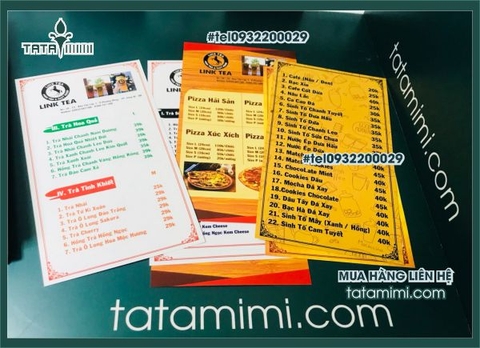 In thực đơn menu với chất liệu phổ biến nhất