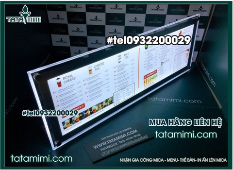 Bảng thực đơn menu có gắn led dùng cho quán café,trà sữa