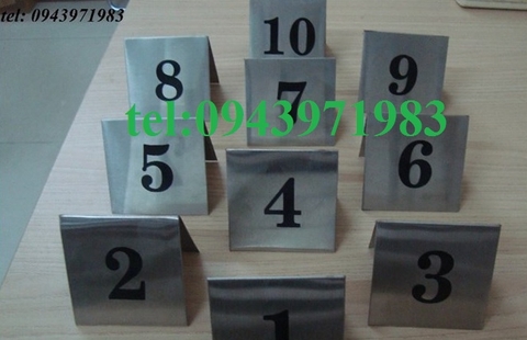 Biển số bàn bằng inox kiểu dáng chữ A,chứ L