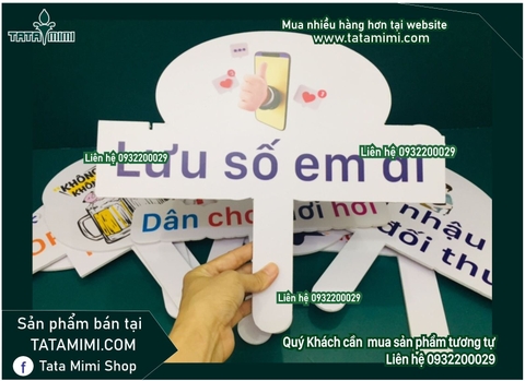 Biển cầm tay chụp ảnh bồi decal