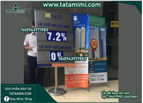 Biển lãi suất ngân hàng làm theo thiết kế của khách hàng