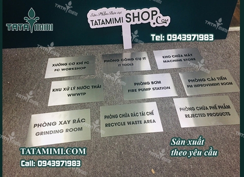 Bảng phân biệt các phòng và kho trong xưởng làm việc