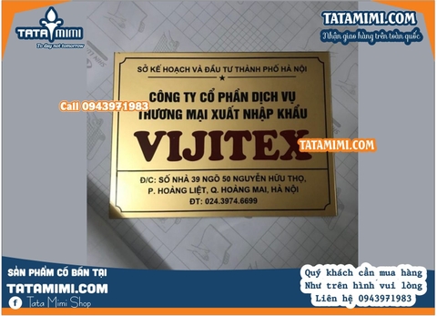 Biển công ty từ inox màu vàng gương
