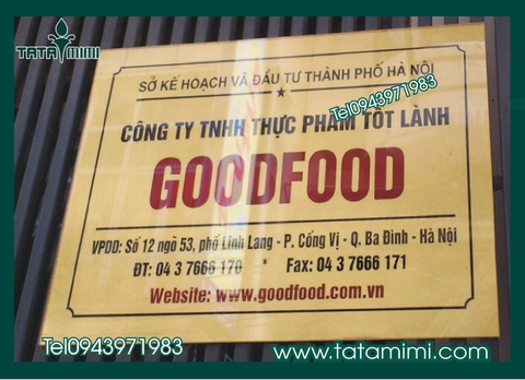 Biển công ty inox màu vàng bền với thời gian
