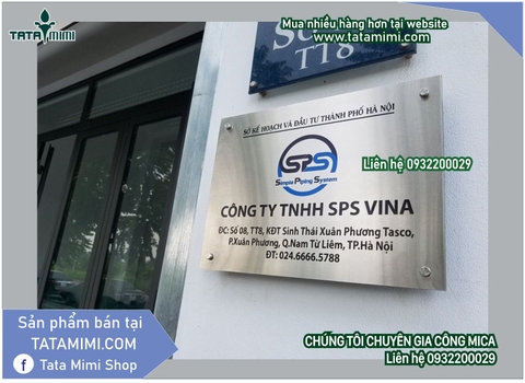 Biển công ty màu theo inox vàng và trắng