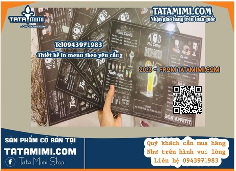 Biển menu chất liệu fomex kích thước A4