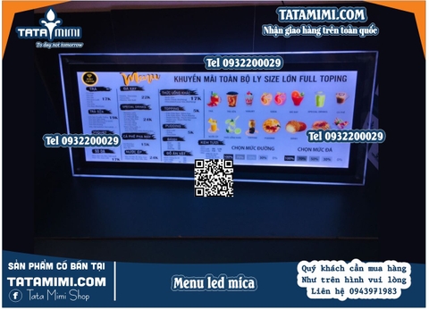 Khung mica led 1.8x0.5 mét – Giải pháp hiển thị ấn tượng cho quán trà sữa
