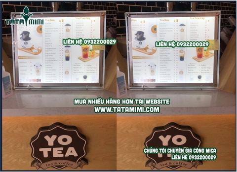 Bảng menu khung nhôm mặt bằng mica hoặc alu