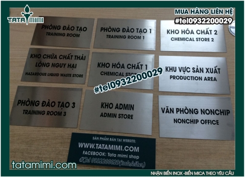 Chất liệu inox được làm biển phòng ban