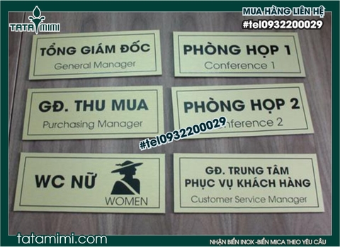 Biển phòng ban inox kích thước phổ biến 10cmx12cm giá rẻ