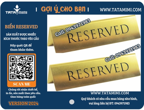 15 Mẫu Bảng reserved inox ,đặt biển reserved mọi chất liệu