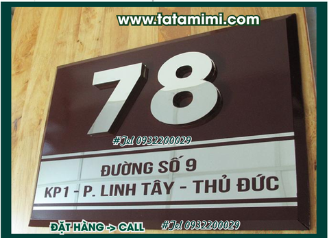 Biển số nhà bằng mica với thiết kế bắt mắt