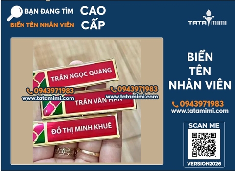 Bảng tên nhân viên, bảng tên cài áo cao cấp – thiết kế theo yêu cầu tại Tata Mimi